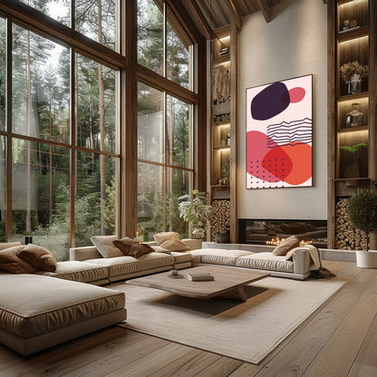 Elevate your space with this captivating abstract artwork featuring bold geometric shapes in for Living Room