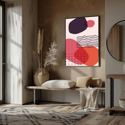 Elevate your space with this captivating abstract artwork featuring bold geometric shapes in for residence