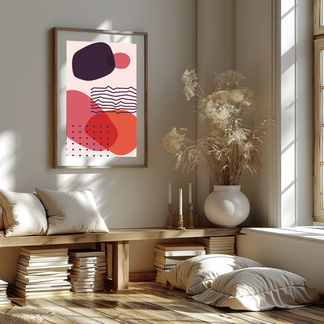 Elevate your space with this captivating abstract artwork featuring bold geometric shapes in for retreat