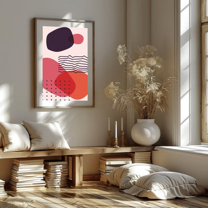 Elevate your space with this captivating abstract artwork featuring bold geometric shapes in for retreat