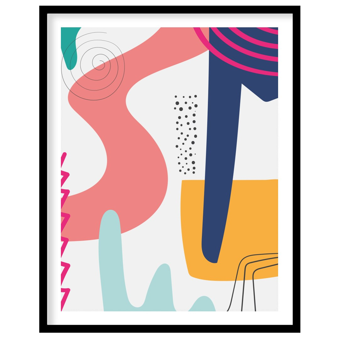 Dive into a world of vibrant colors and dynamic shapes with this captivating abstract piece. Its for decor