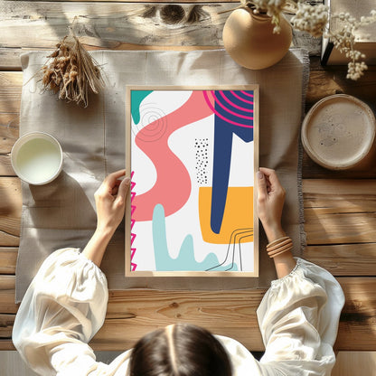 Dive into a world of vibrant colors and dynamic shapes with this captivating abstract piece. Its for Kitchen