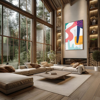 Dive into a world of vibrant colors and dynamic shapes with this captivating abstract piece. Its for Living Room
