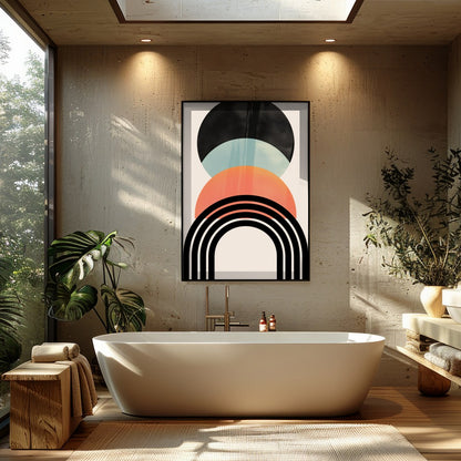 Embrace the elegance of simplicity with this abstract geometric art piece, featuring sleek lines for Bathroom