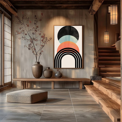 Embrace the elegance of simplicity with this abstract geometric art piece, featuring sleek lines for Hall