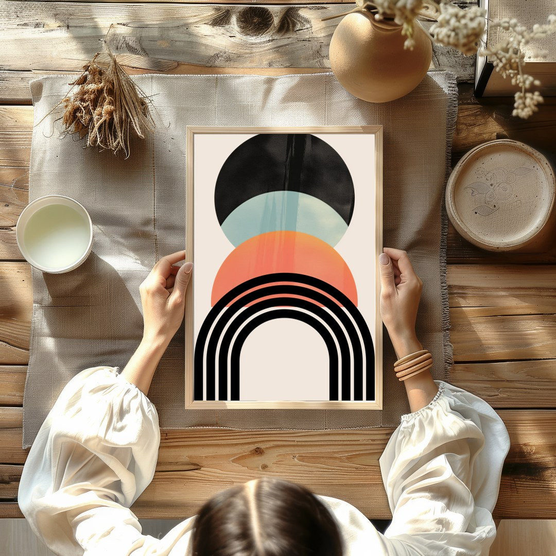 Embrace the elegance of simplicity with this abstract geometric art piece, featuring sleek lines for Kitchen