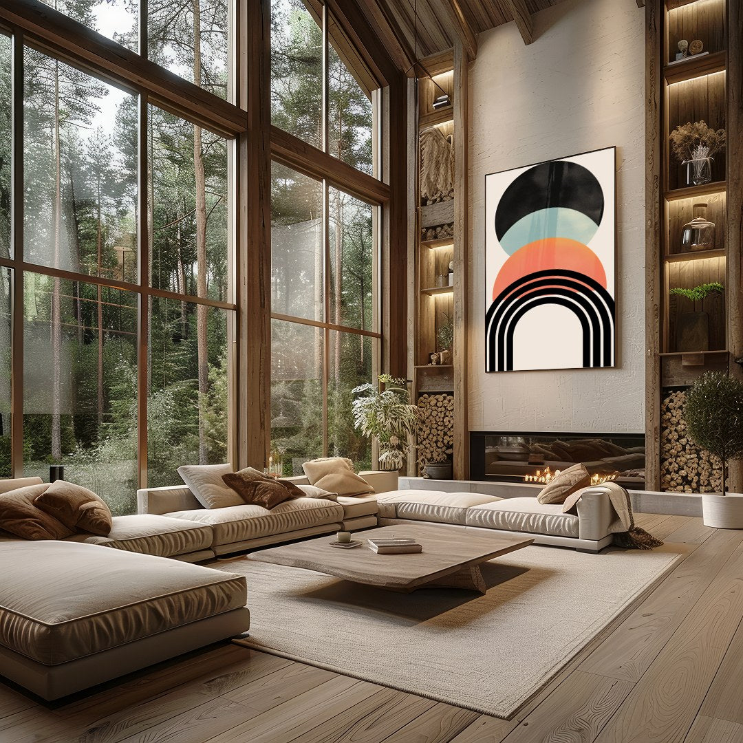 Embrace the elegance of simplicity with this abstract geometric art piece, featuring sleek lines for Living Room