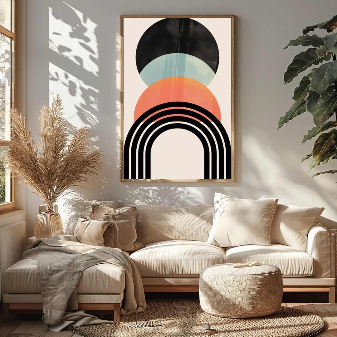 Embrace the elegance of simplicity with this abstract geometric art piece, featuring sleek lines for Sitting Area