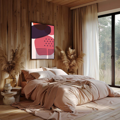 This striking piece of wall art features an abstract arrangement of overlapping geometric shapes in for Bedroom