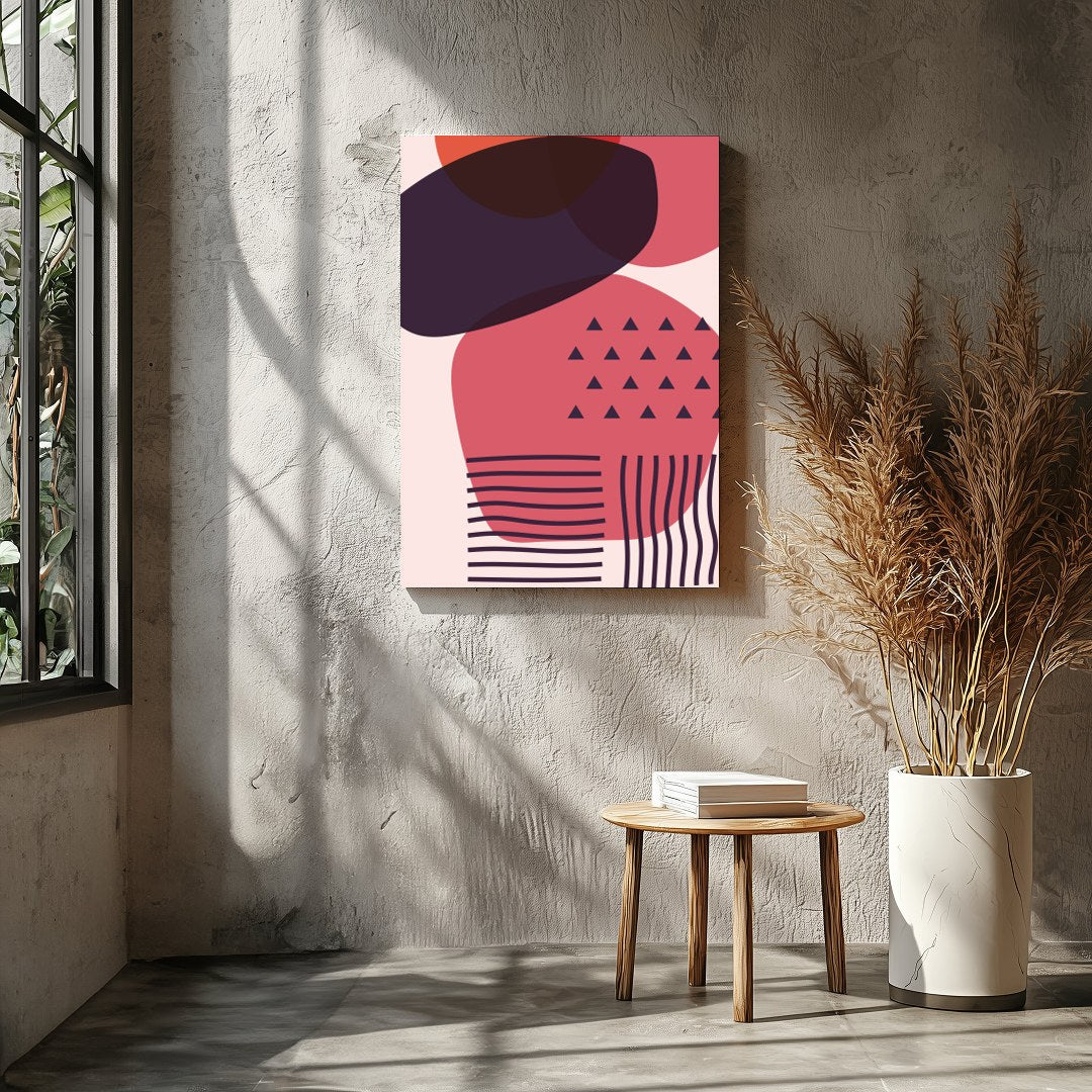 This striking piece of wall art features an abstract arrangement of overlapping geometric shapes in for Entrance