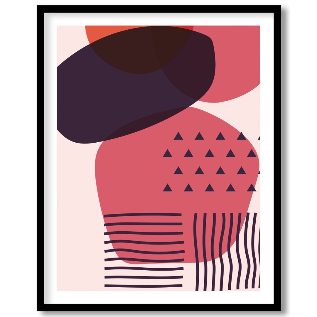 This striking piece of wall art features an abstract arrangement of overlapping geometric shapes in for home