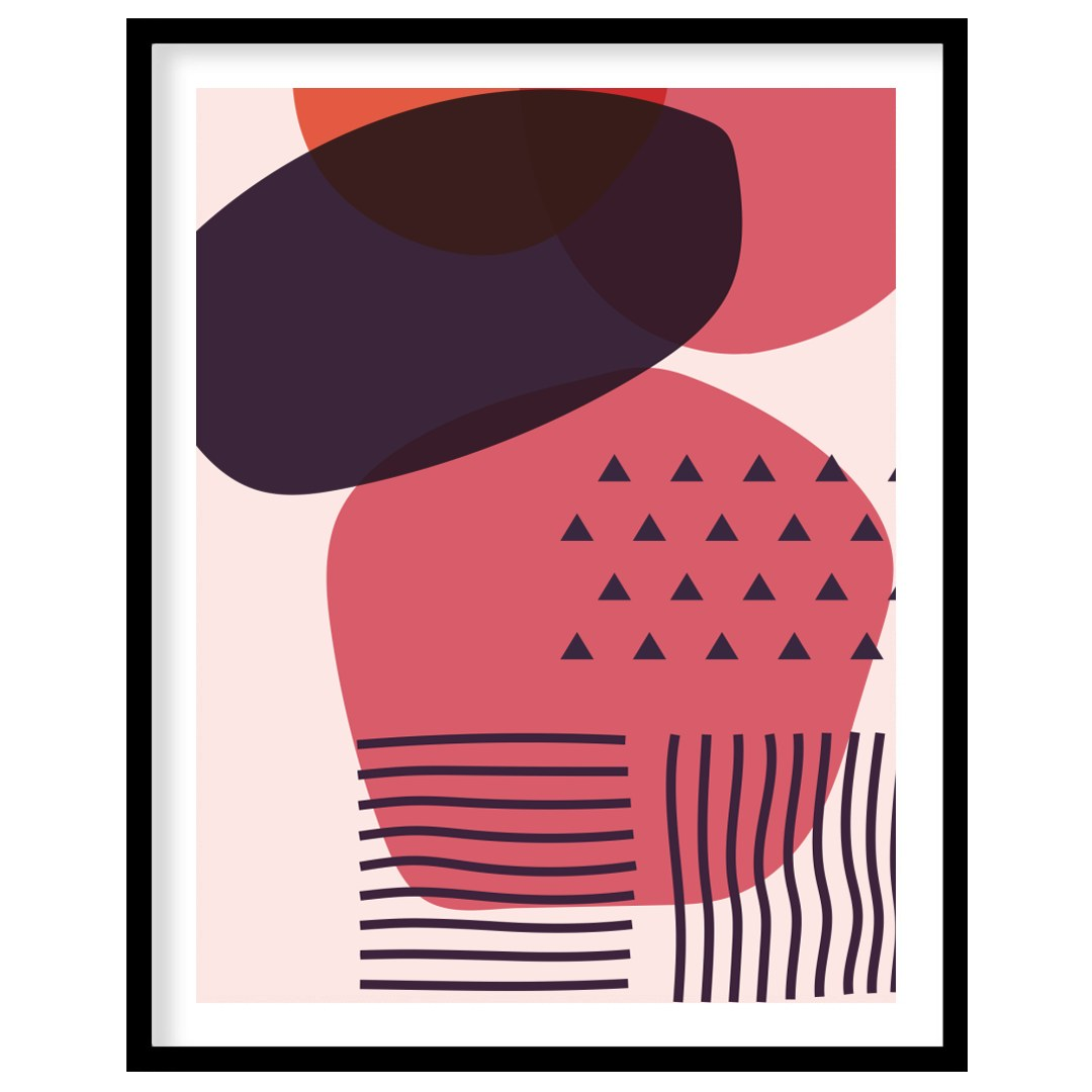 This striking piece of wall art features an abstract arrangement of overlapping geometric shapes in for home