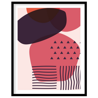 This striking piece of wall art features an abstract arrangement of overlapping geometric shapes in for home