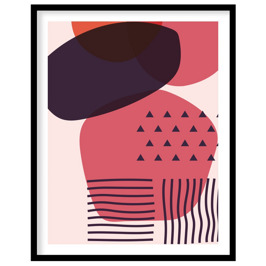 This striking piece of wall art features an abstract arrangement of overlapping geometric shapes in for home