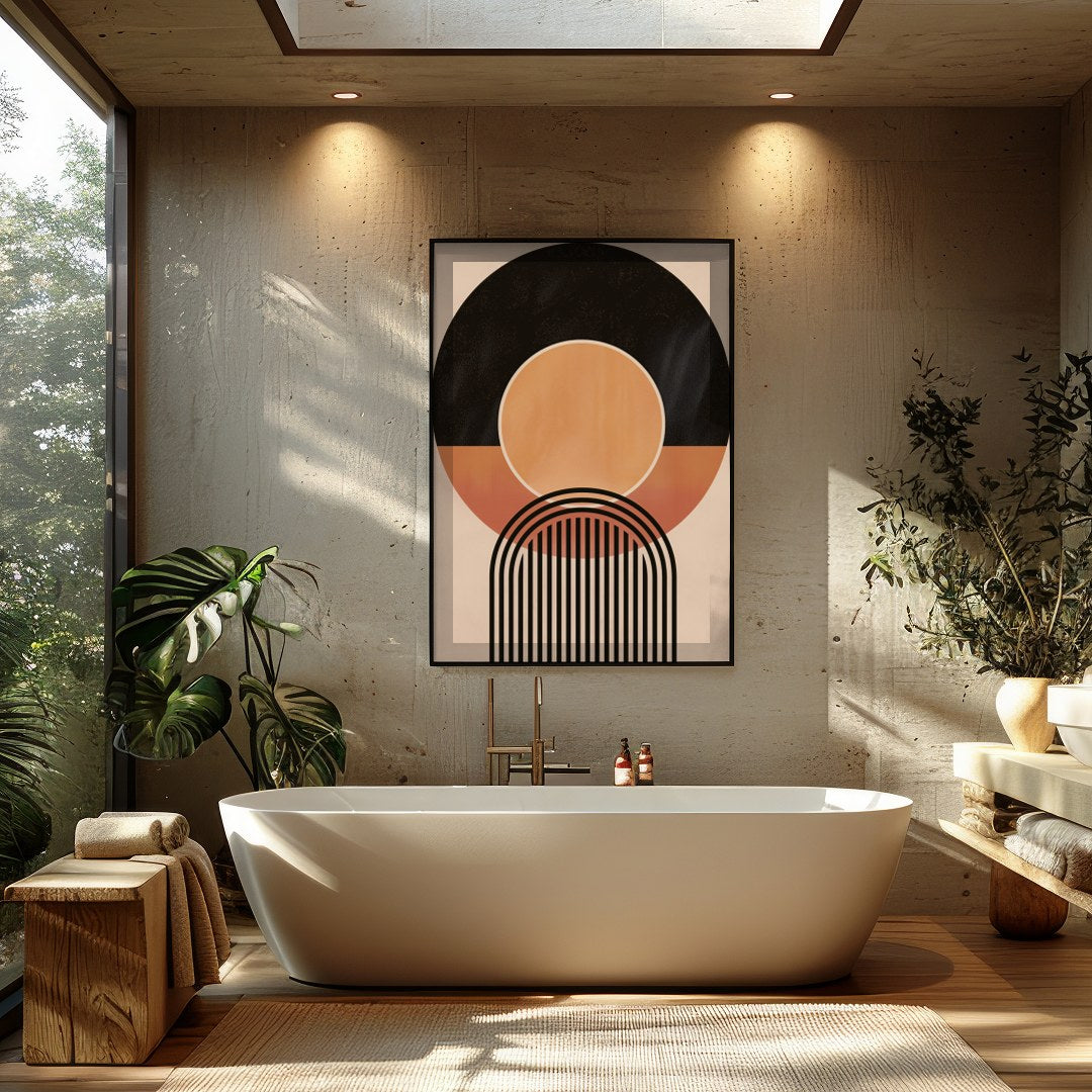 Dive into the world of geometry with this captivating abstract piece. Featuring an interplay of for Bathroom