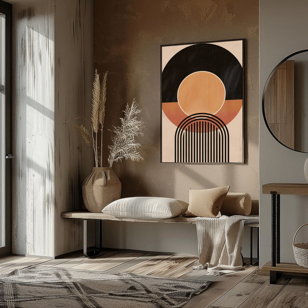 Dive into the world of geometry with this captivating abstract piece. Featuring an interplay of for house