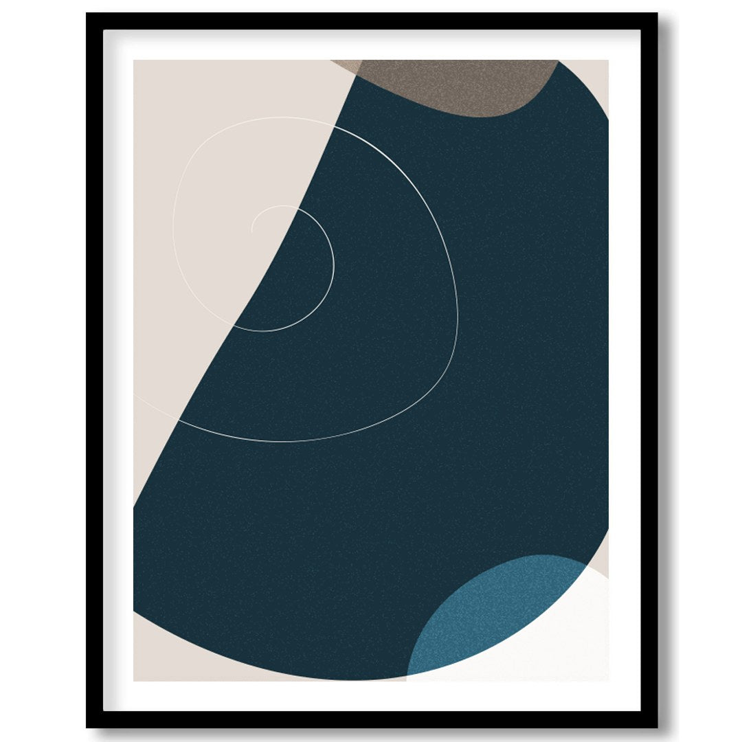 This captivating piece of abstract art beautifully balances geometric shapes with a soothing color for hallway