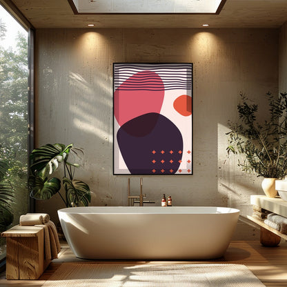 Discover the captivating balance of bold shapes and subtle hues in this modern abstract wall art. for Bathroom