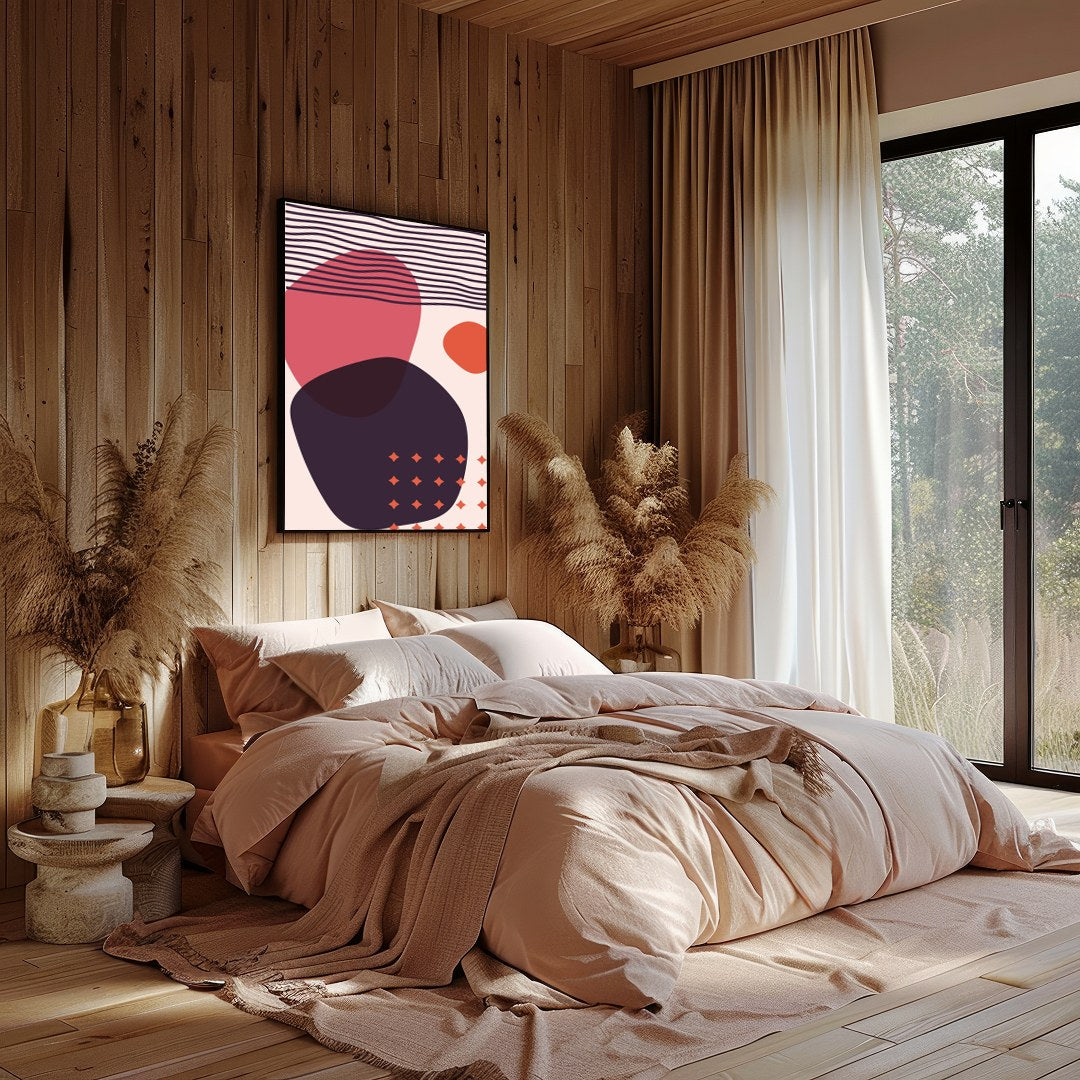 Discover the captivating balance of bold shapes and subtle hues in this modern abstract wall art. for Bedroom