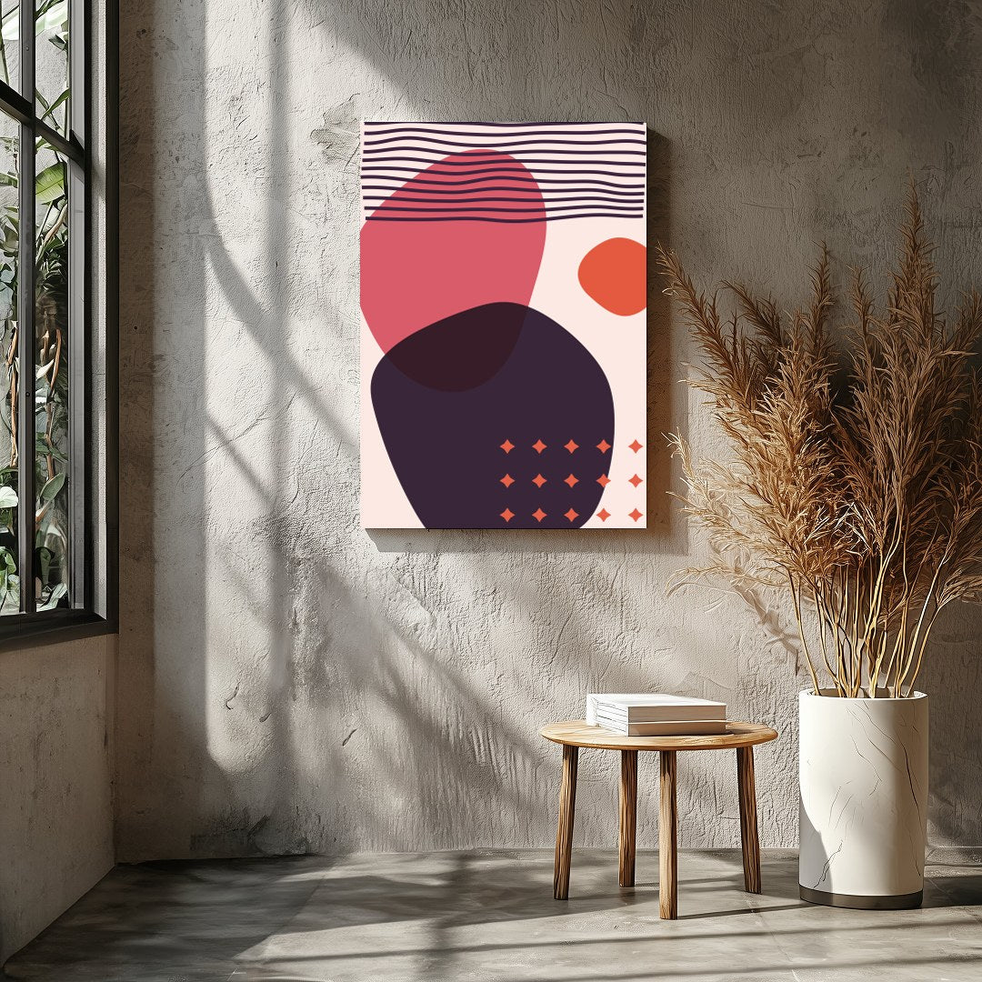 Discover the captivating balance of bold shapes and subtle hues in this modern abstract wall art. for Entrance