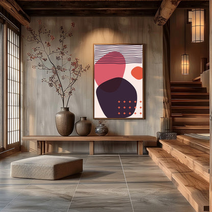 Discover the captivating balance of bold shapes and subtle hues in this modern abstract wall art. for Hall