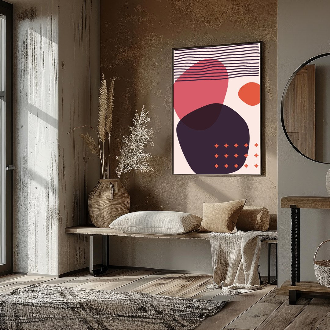 Discover the captivating balance of bold shapes and subtle hues in this modern abstract wall art. for house