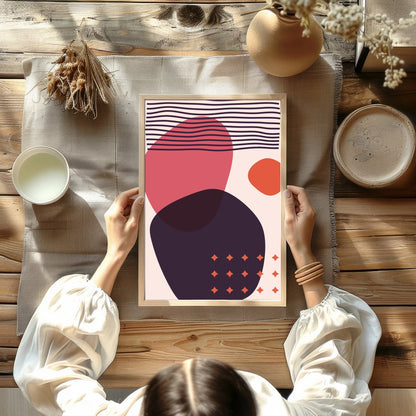 Discover the captivating balance of bold shapes and subtle hues in this modern abstract wall art. for Kitchen