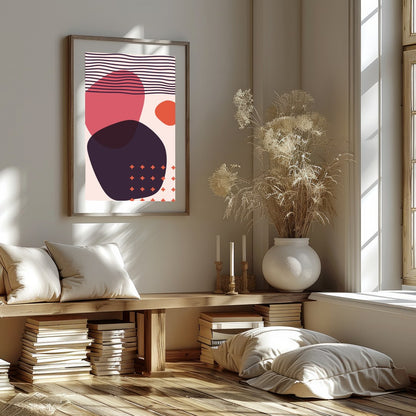 Discover the captivating balance of bold shapes and subtle hues in this modern abstract wall art. for residence