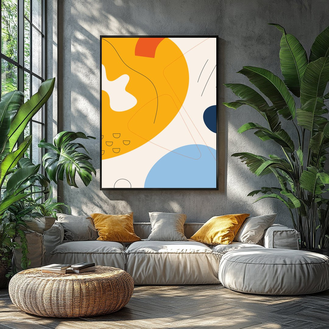 Dive into a world of vibrant abstraction with this captivating piece. Featuring bold geometric for Balcony