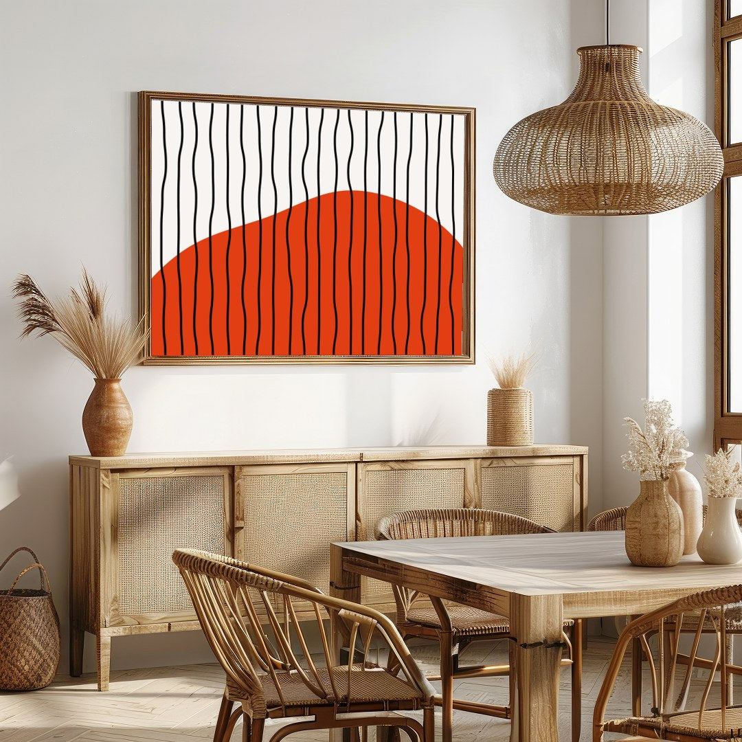 Embrace the sleek elegance of modern design with 'Abstract Harmony No. 5.' This striking piece for Dining