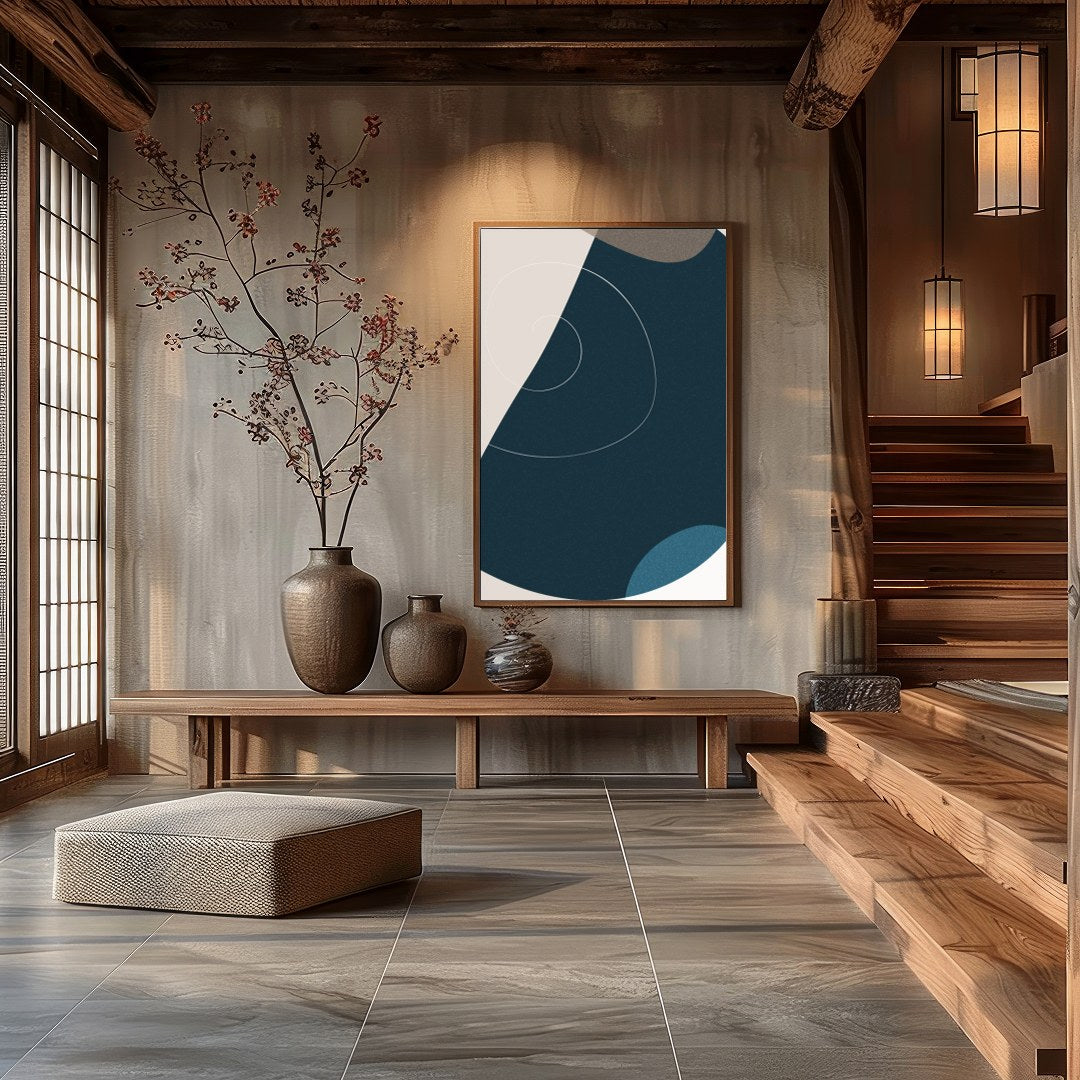 This stunning piece of abstract art combines harmonious shapes with a soothing color palette, for Hall