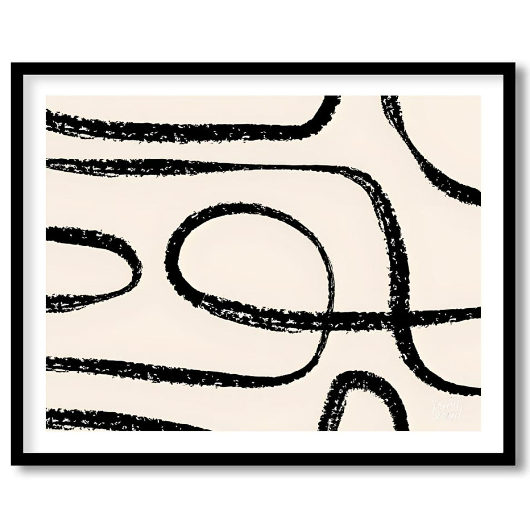 "This artwork, ""Abstract Line No. 5"" by Miuus Studio, features a series of bold, black, hand-draw… for house