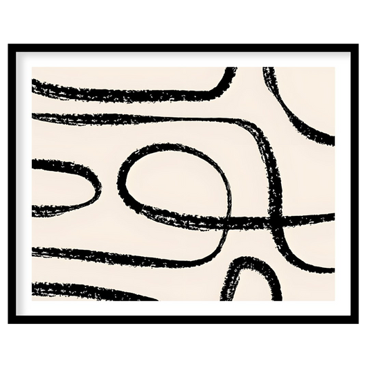 "This artwork, ""Abstract Line No. 5"" by Miuus Studio, features a series of bold, black, hand-draw… for house