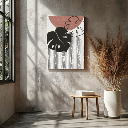 Elevate your space with this modern abstract artwork featuring a stylized monstera leaf design. The for Entrance