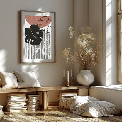 Elevate your space with this modern abstract artwork featuring a stylized monstera leaf design. The for lovely-house