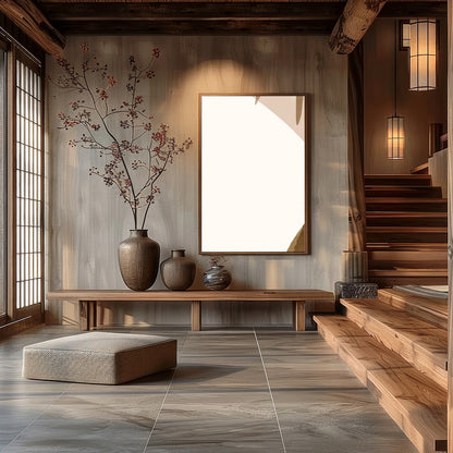 Explore the delicate balance of nature and abstraction with this captivating piece. Organic leaf for Hall