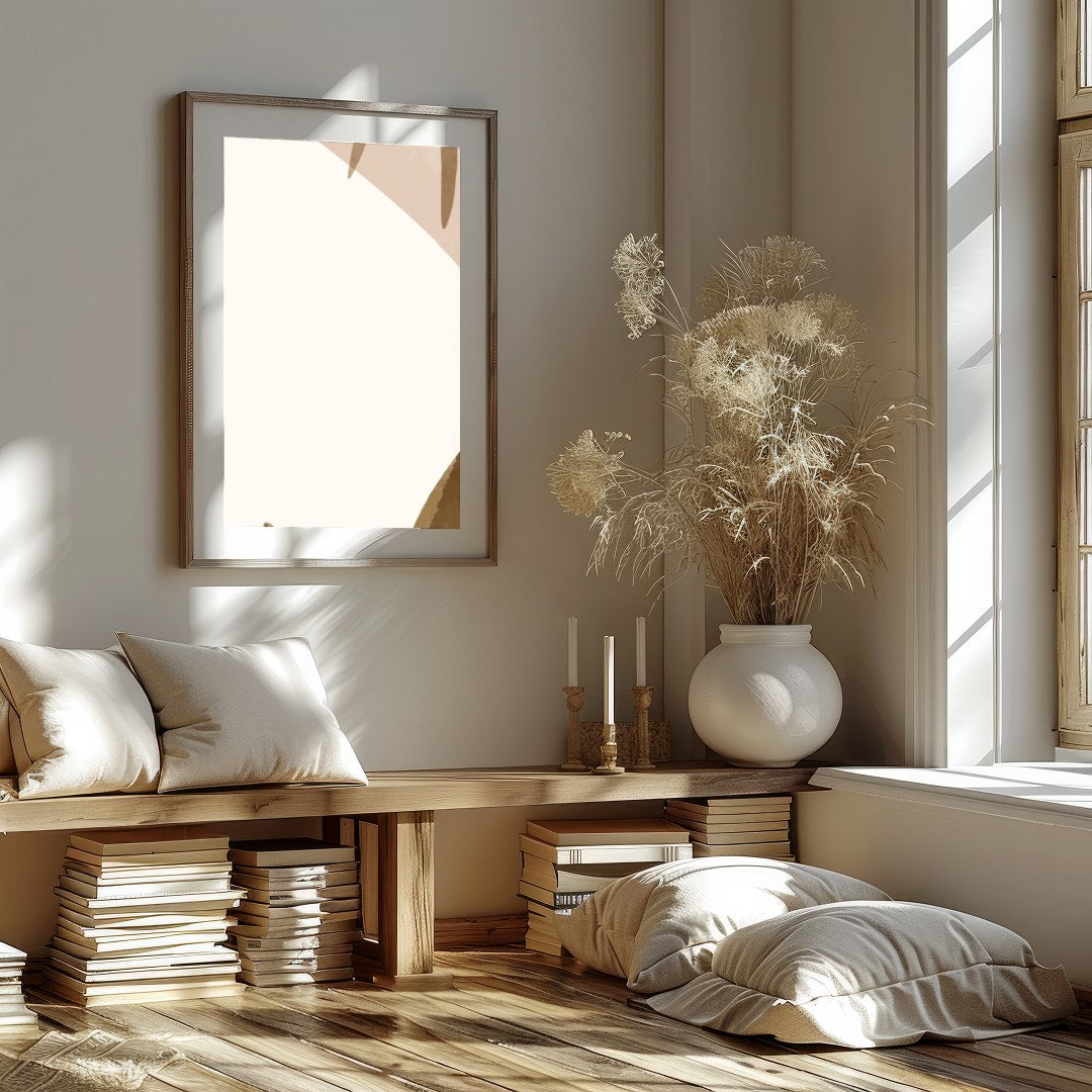Explore the delicate balance of nature and abstraction with this captivating piece. Organic leaf for hallway