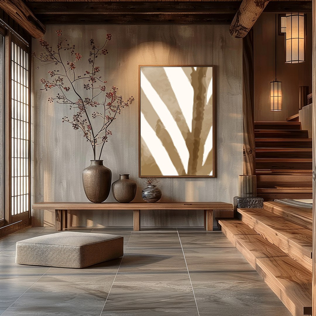 Discover a serene blend of nature and abstraction with this captivating piece. Featuring a graceful for Hall