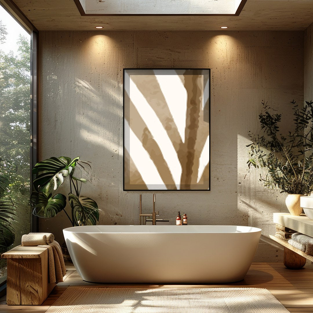 Immerse yourself in tranquility with this stunning abstract artwork that features soft pastel hues for Bathroom