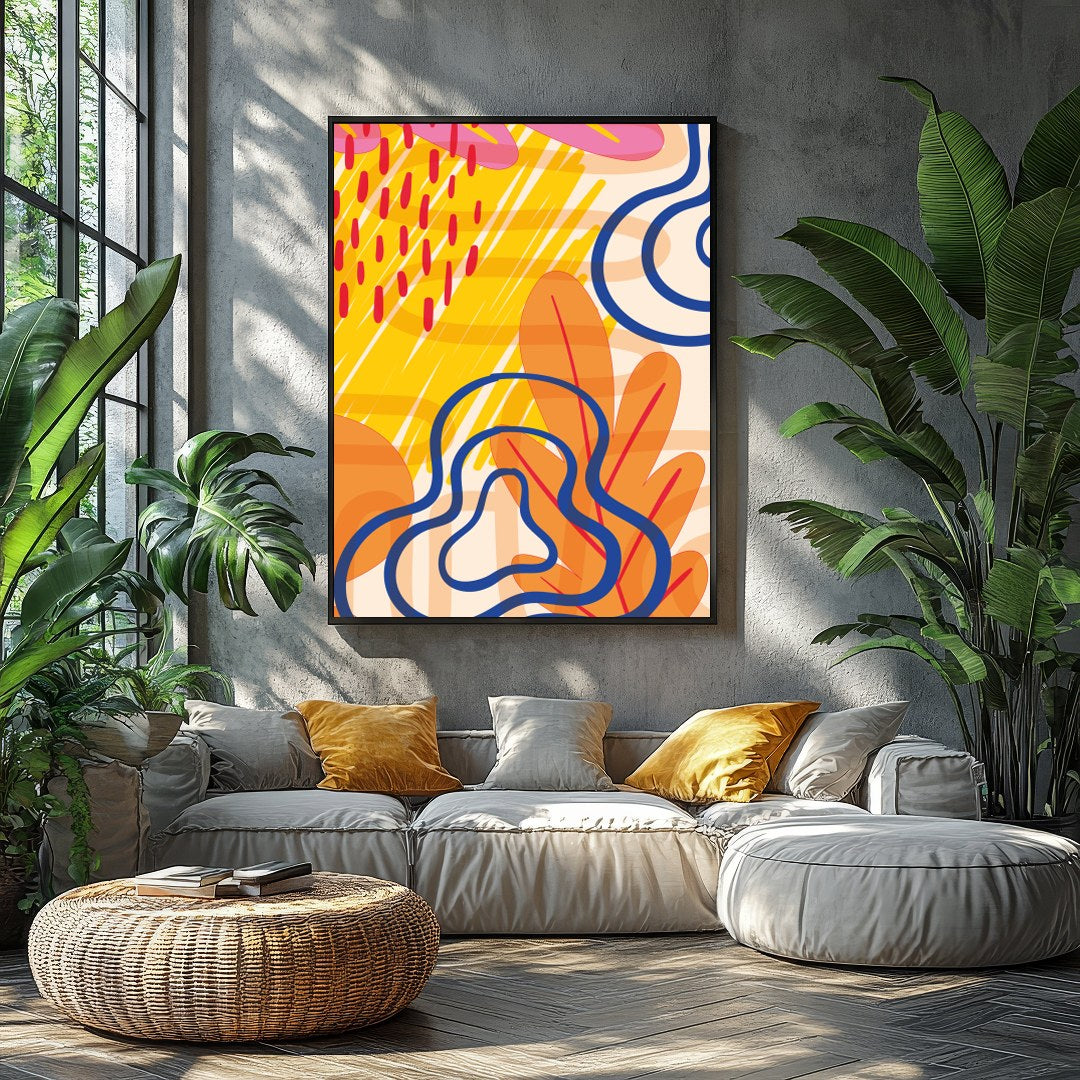 Dive into a vibrant world with this compelling piece that captures the essence of modern abstract for Balcony