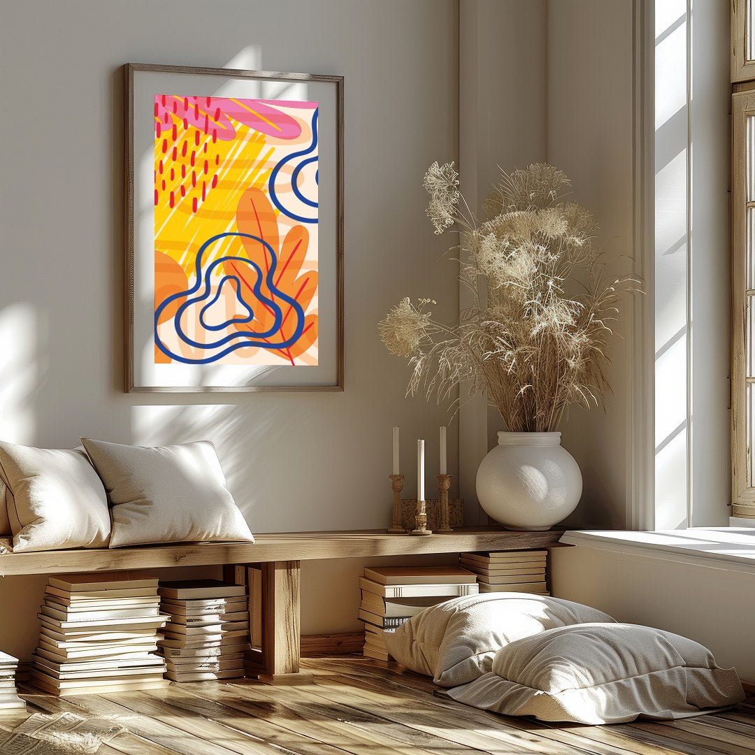 Dive into a vibrant world with this compelling piece that captures the essence of modern abstract for dwelling