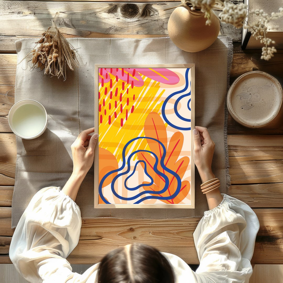 Dive into a vibrant world with this compelling piece that captures the essence of modern abstract for Kitchen