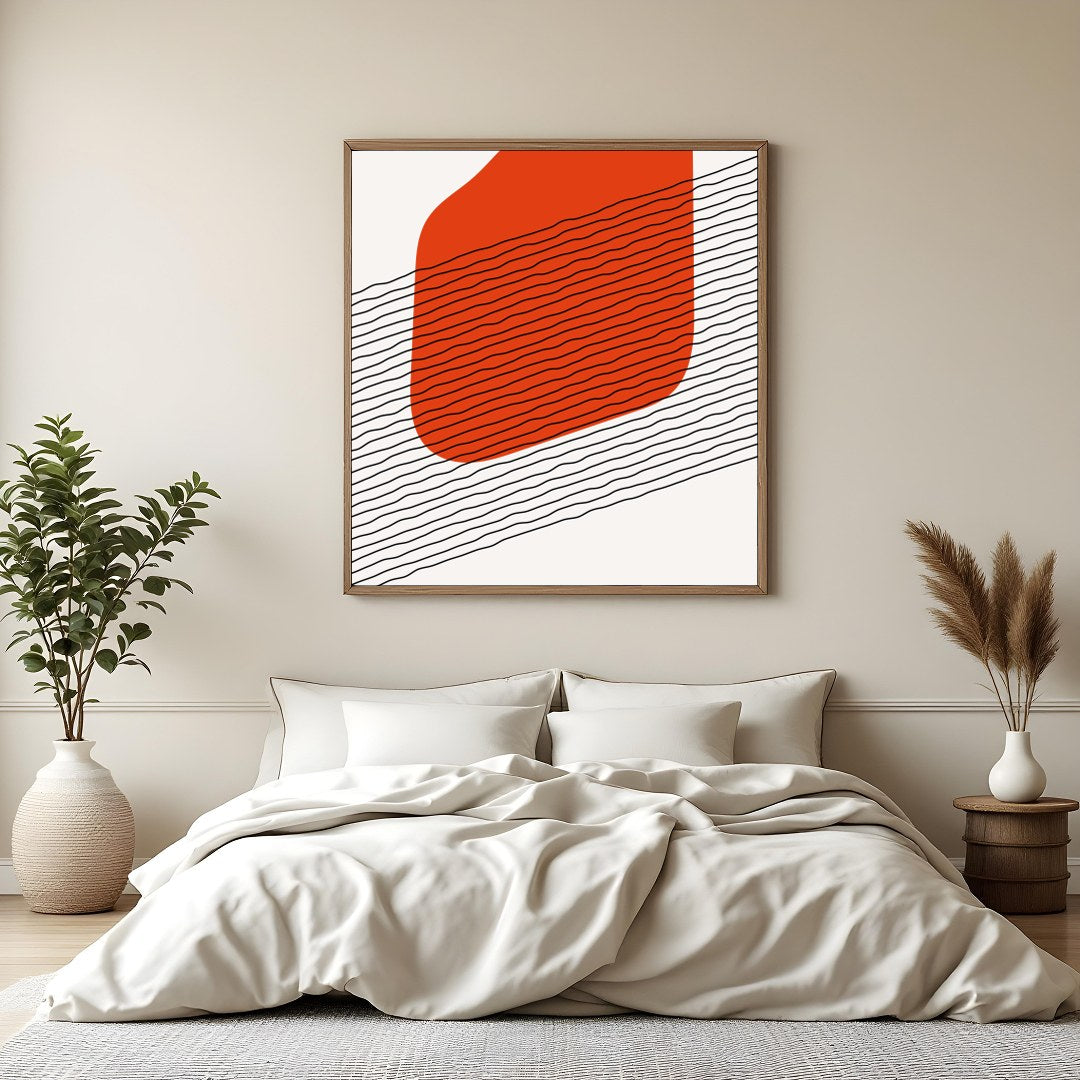 Immerse yourself in the simplicity of modern design with this striking abstract artwork. Featuring for Bedroom