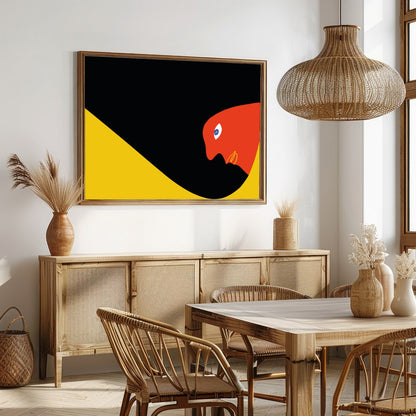 This captivating abstract artwork features a striking serpent-like form in bold, contrasting for Dining