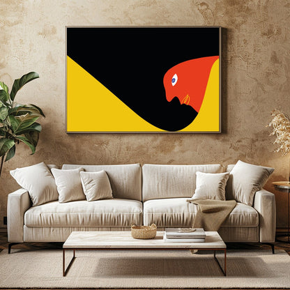 This captivating abstract artwork features a striking serpent-like form in bold, contrasting for Family Room