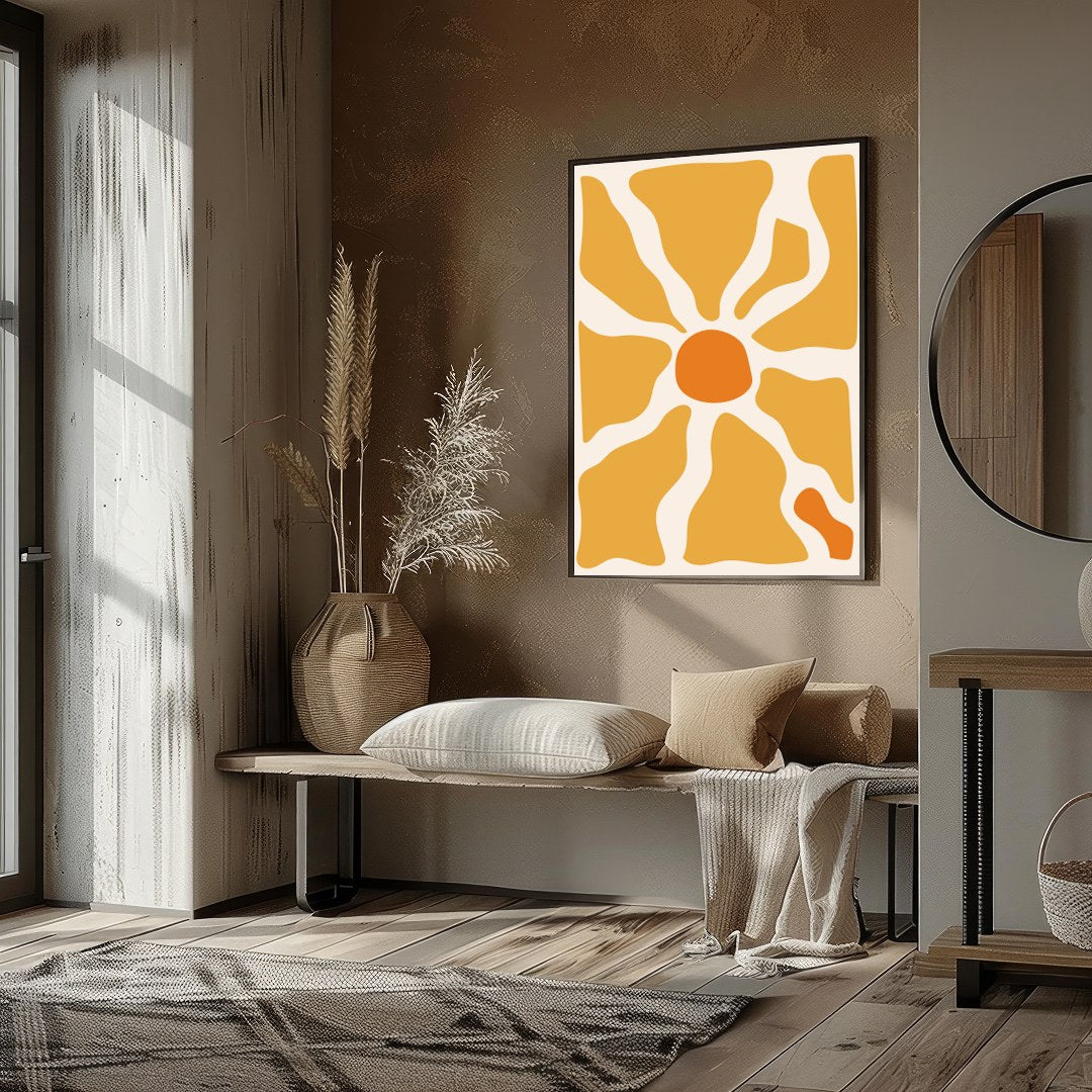 Illuminate your space with this vibrant abstract piece that captures the essence of a sunrise. Its for haven