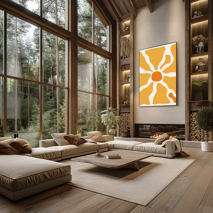 Illuminate your space with this vibrant abstract piece that captures the essence of a sunrise. Its for Living Room