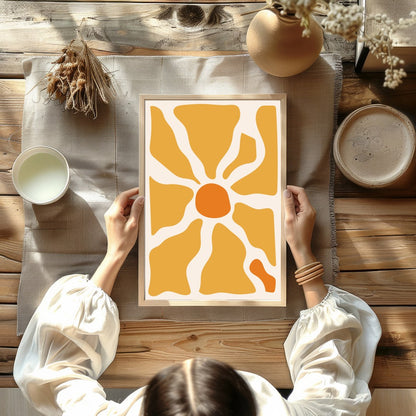Illuminate your space with this vibrant abstract piece that captures the essence of a sunrise. Its for room