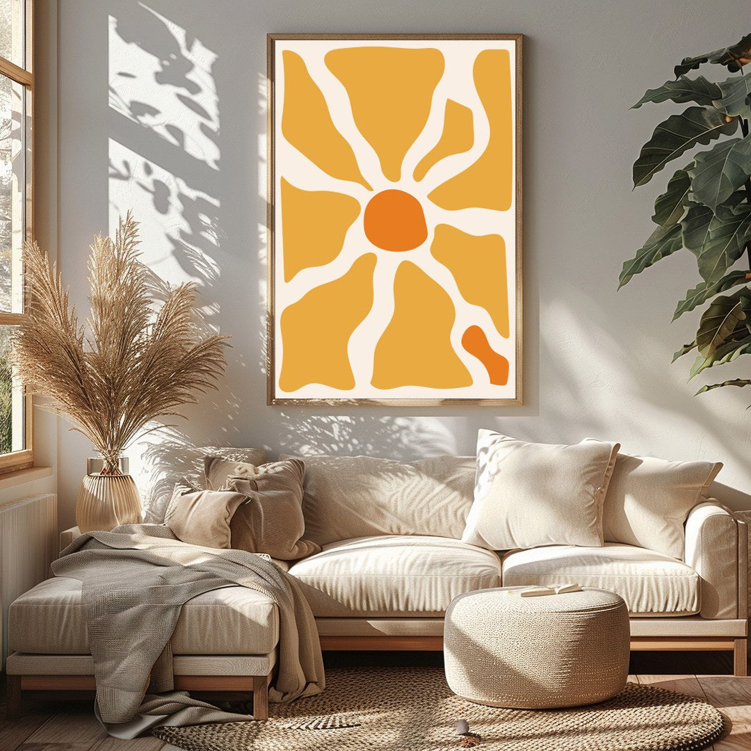 Illuminate your space with this vibrant abstract piece that captures the essence of a sunrise. Its for Sitting Area