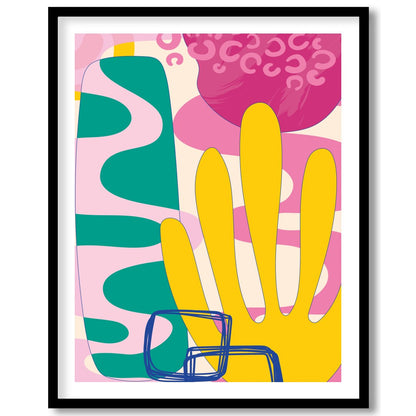 This vibrant abstract piece captures the essence of a harmonious sunrise with its bold and fluid for living-space